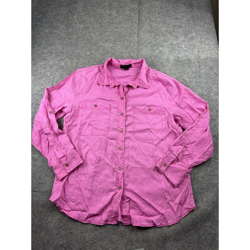 Sanctuary‎ Pink Long Sleeve Oversized Button Down Shirt Girly Barbie Women's M